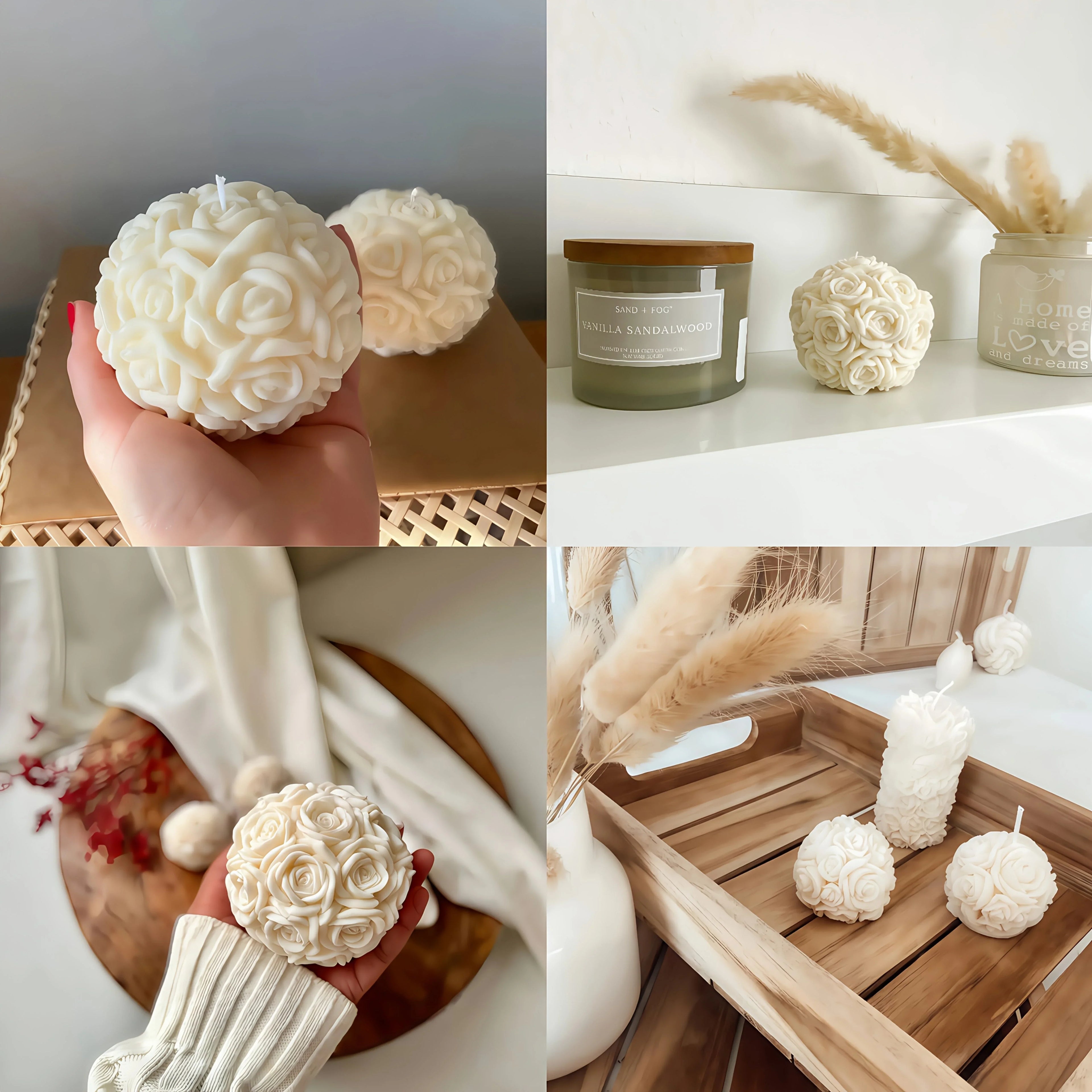 1pc White Soy Wax Rose Flower Candle - Long-Lasting 20H Scented Wax, Vintage Home Decor for Christmas & Mother'S Day Gifts, Elegant Holiday Party Accessory (5x6cm), Candle Decor, Best for Christmas House Of Avana