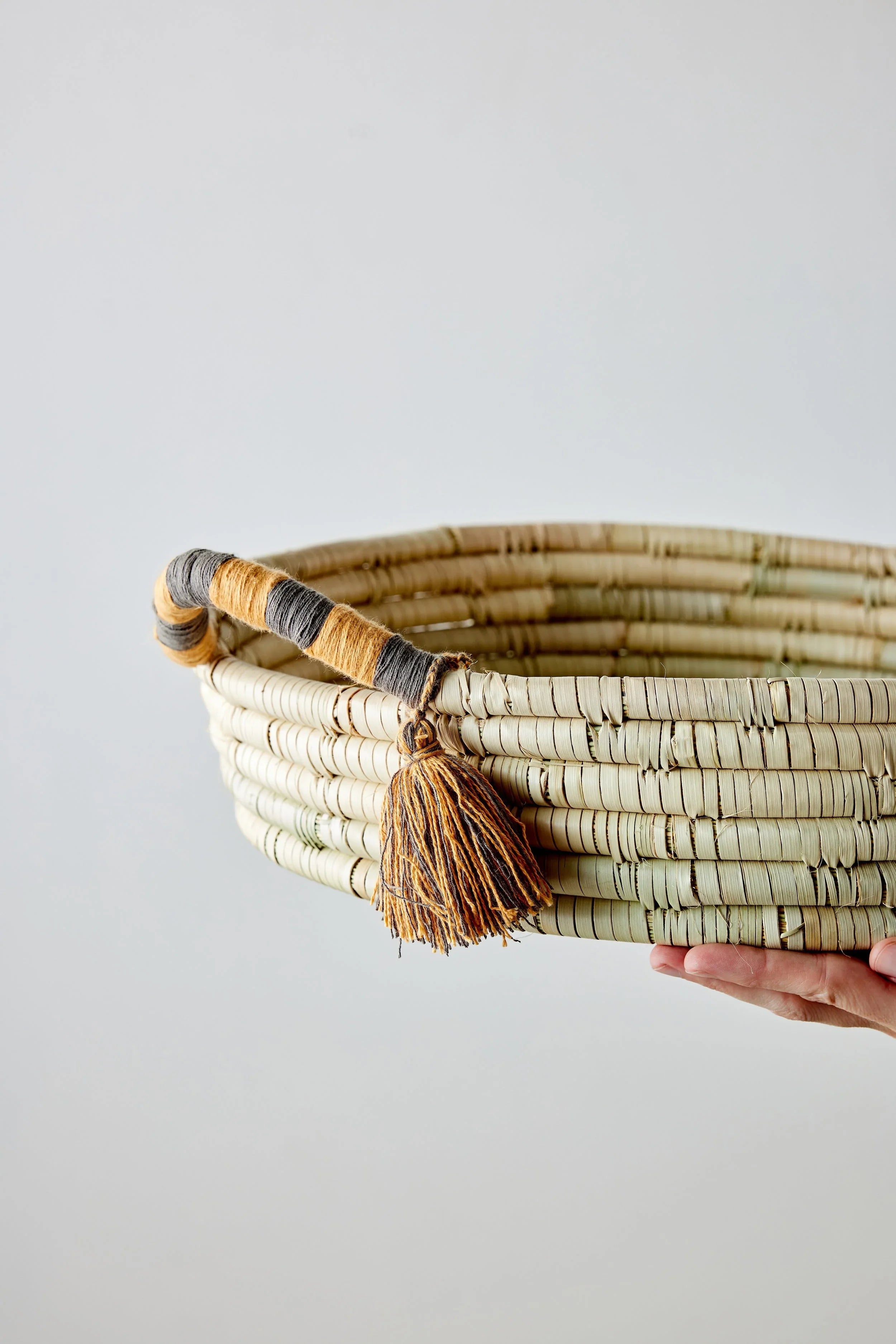 Peach Banded Betty Tray with Tassel Kanju Interiors