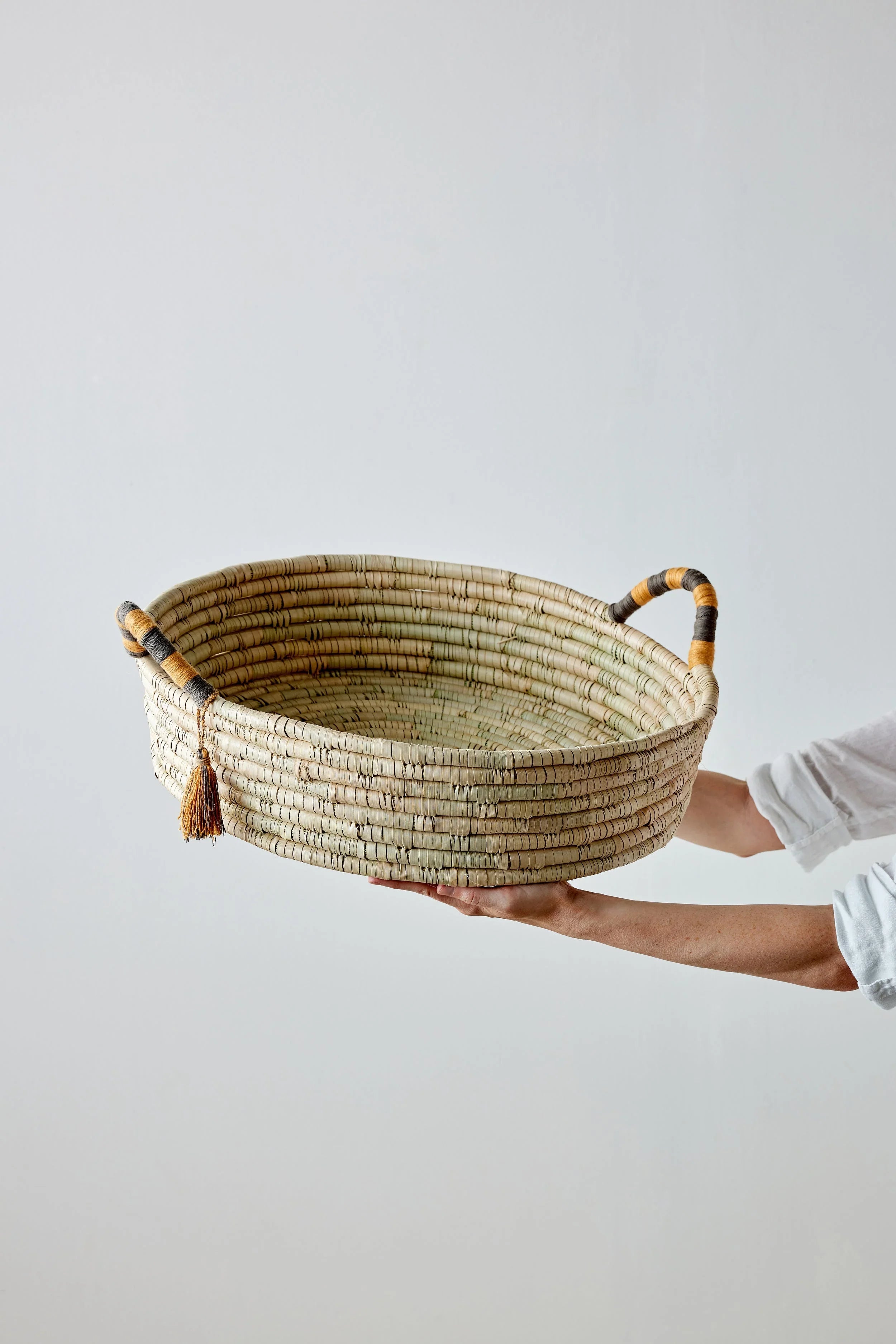 Peach Banded Betty Tray with Tassel Kanju Interiors