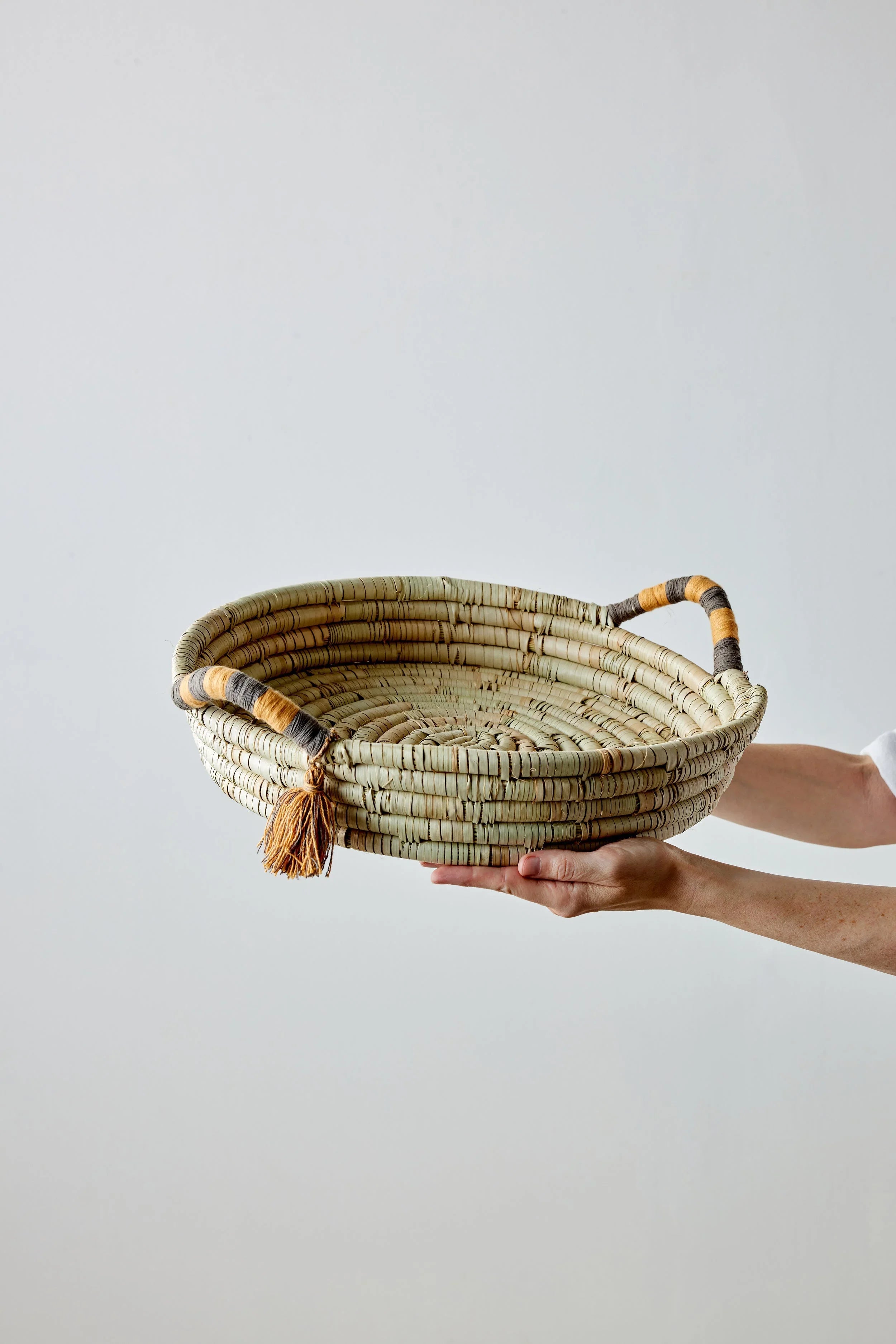 Peach Banded Betty Tray with Tassel Kanju Interiors