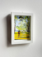 Biking in the Light, Hudson River, Bikers, Watercolor Painting, angled view - House Of Avana