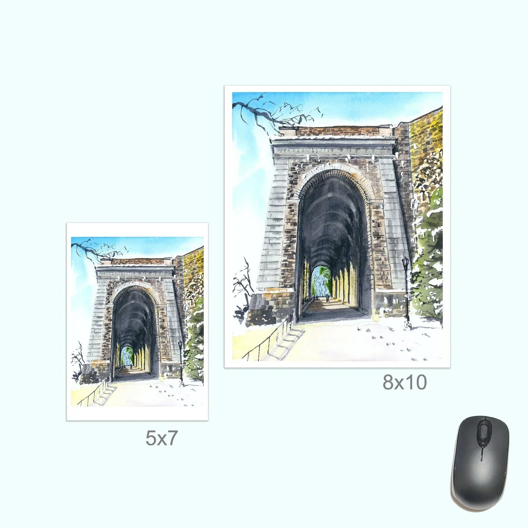 Billings Arcade in Winter, Fort Tryon Park, Watercolor Print, back view - House Of Avana