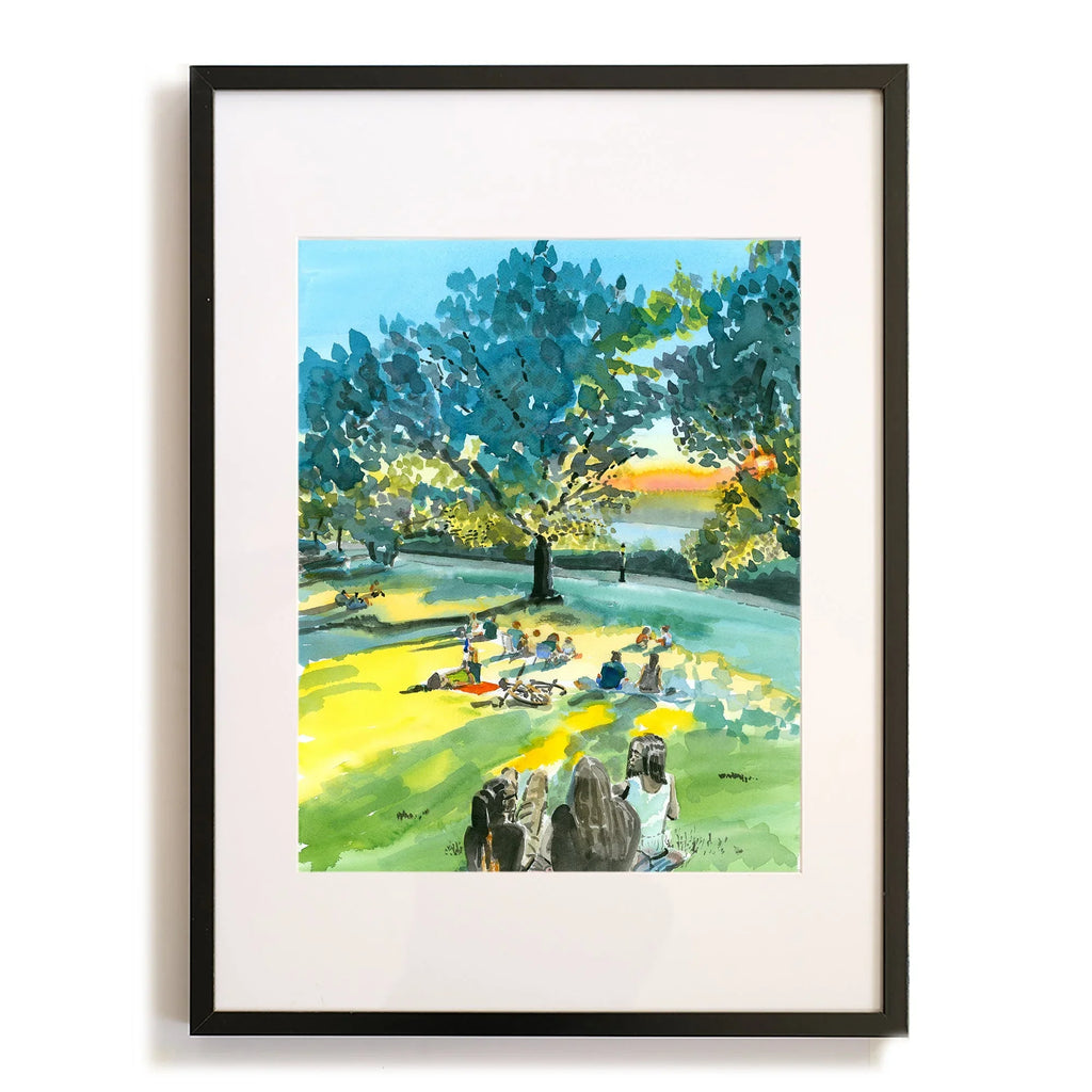 Billings Lawn 2, Watercolor, Hudson River Scene
