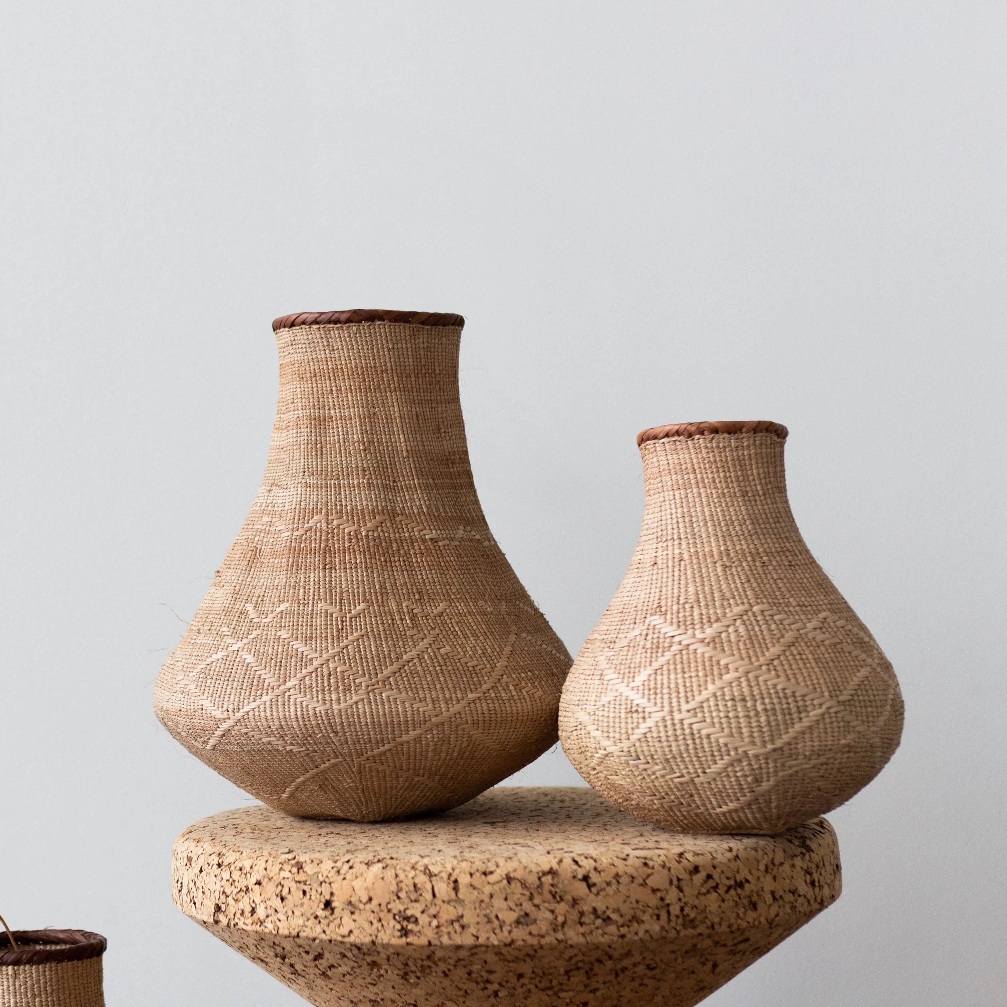 Binga Nongo Natural Woven Gourd Basket, close-up view - House Of Avana