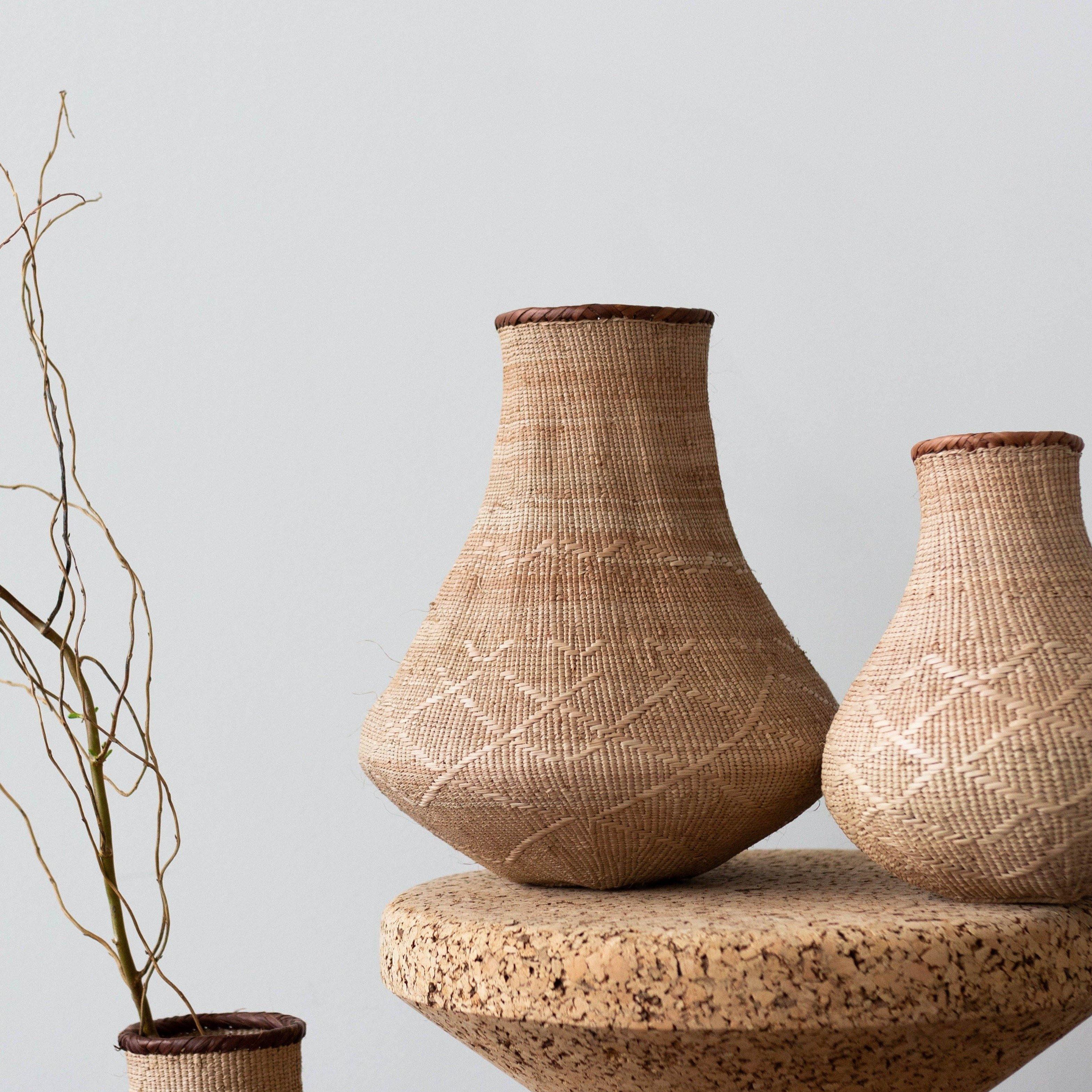 Binga Nongo Natural Woven Gourd Basket, in-use display - House Of Avana