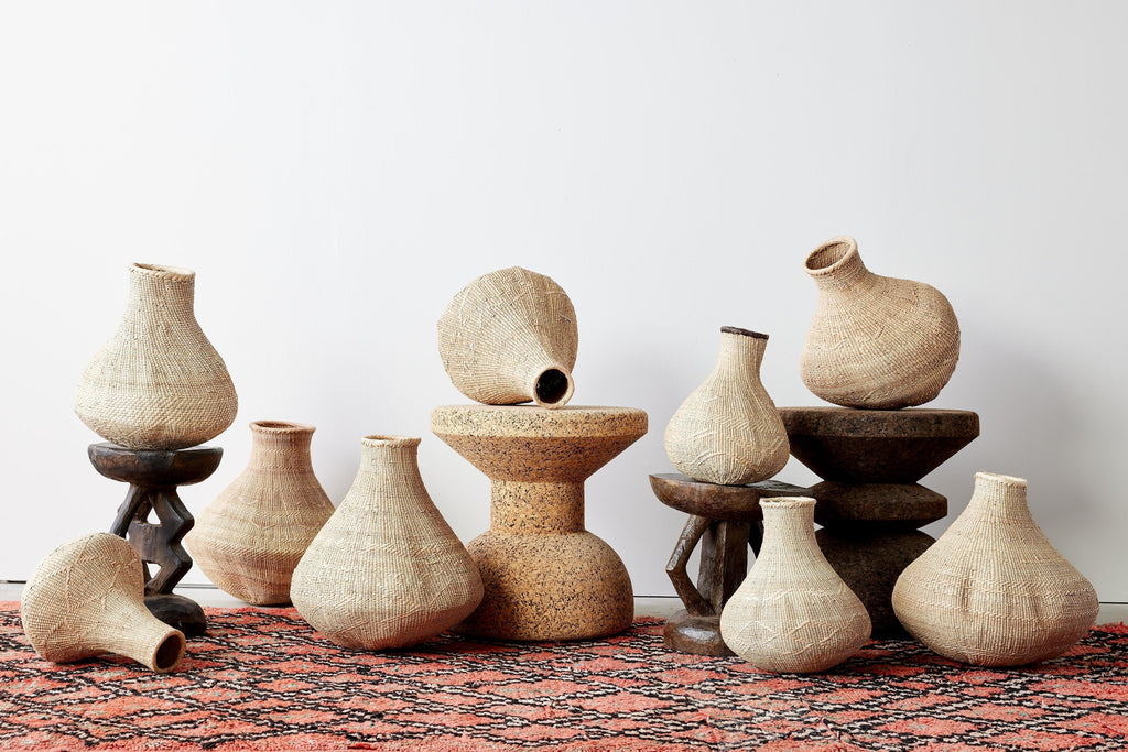 Binga Nongo Natural Woven Gourd Basket, side view - House Of Avana
