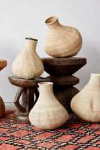 Binga Nongo Natural Woven Gourd Basket, angled view - House Of Avana