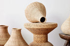 Binga Nongo Natural Woven Gourd Basket, angled view - House Of Avana