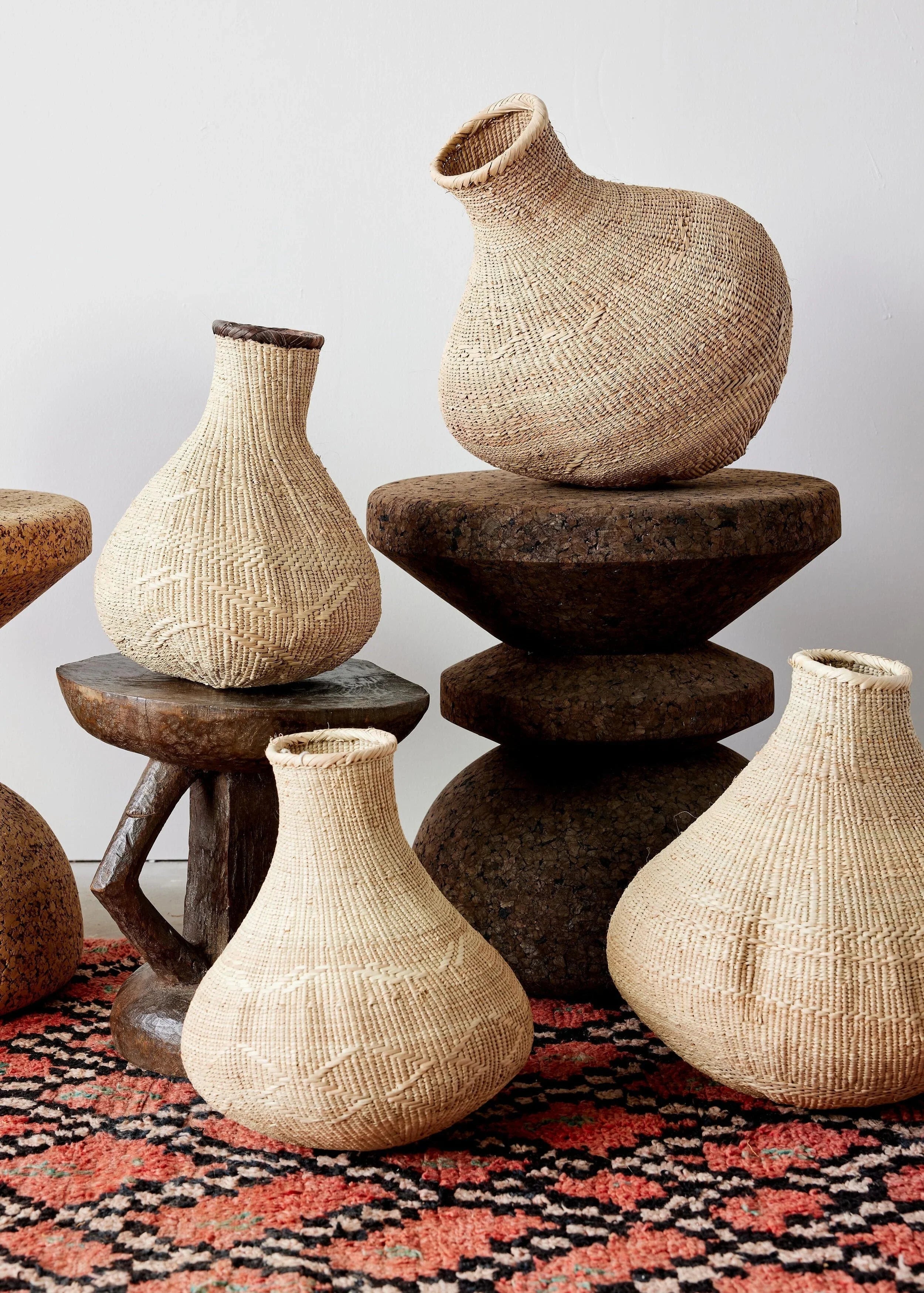 Binga Nongo Natural Woven Gourd Basket, front view - House Of Avana