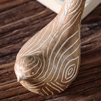 Bird Statues - Decorative Wood Grain Lovebirds, close-up view - House Of Avana