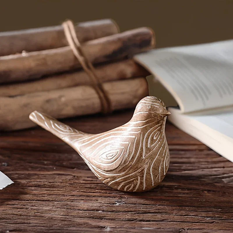 Bird Statues - Decorative Wood Grain Lovebirds, texture detail - House Of Avana