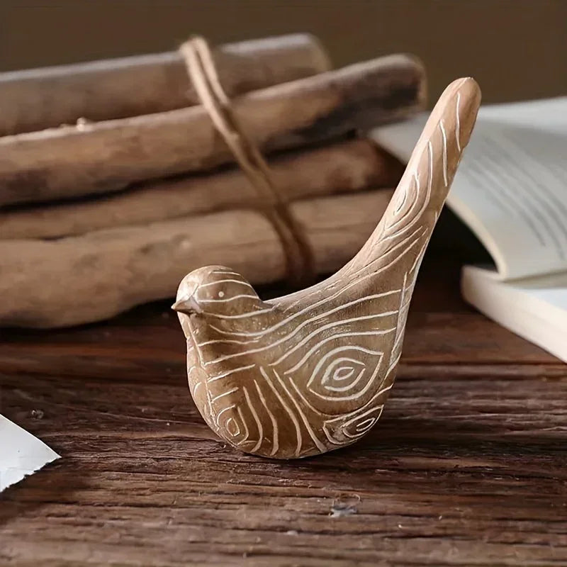 Bird Statues - Decorative Wood Grain Lovebirds, dimensions view - House Of Avana