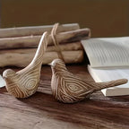 Bird Statues - Decorative Wood Grain Lovebirds, detail shot - House Of Avana