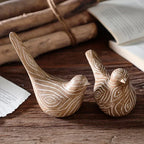 Bird Statues - Decorative Wood Grain Lovebirds, lifestyle image - House Of Avana