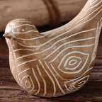 Bird Statues - Decorative Wood Grain Lovebirds, angled view - House Of Avana