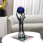 Black Iron Figure - Modern Silver Accent | Iron Figure Sculpture | side view | Abstract home decor | House of Avana