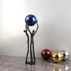 Black Iron Figure - Modern Silver Accent | Iron Figure Sculpture | detail view | Abstract home decor | House of Avana