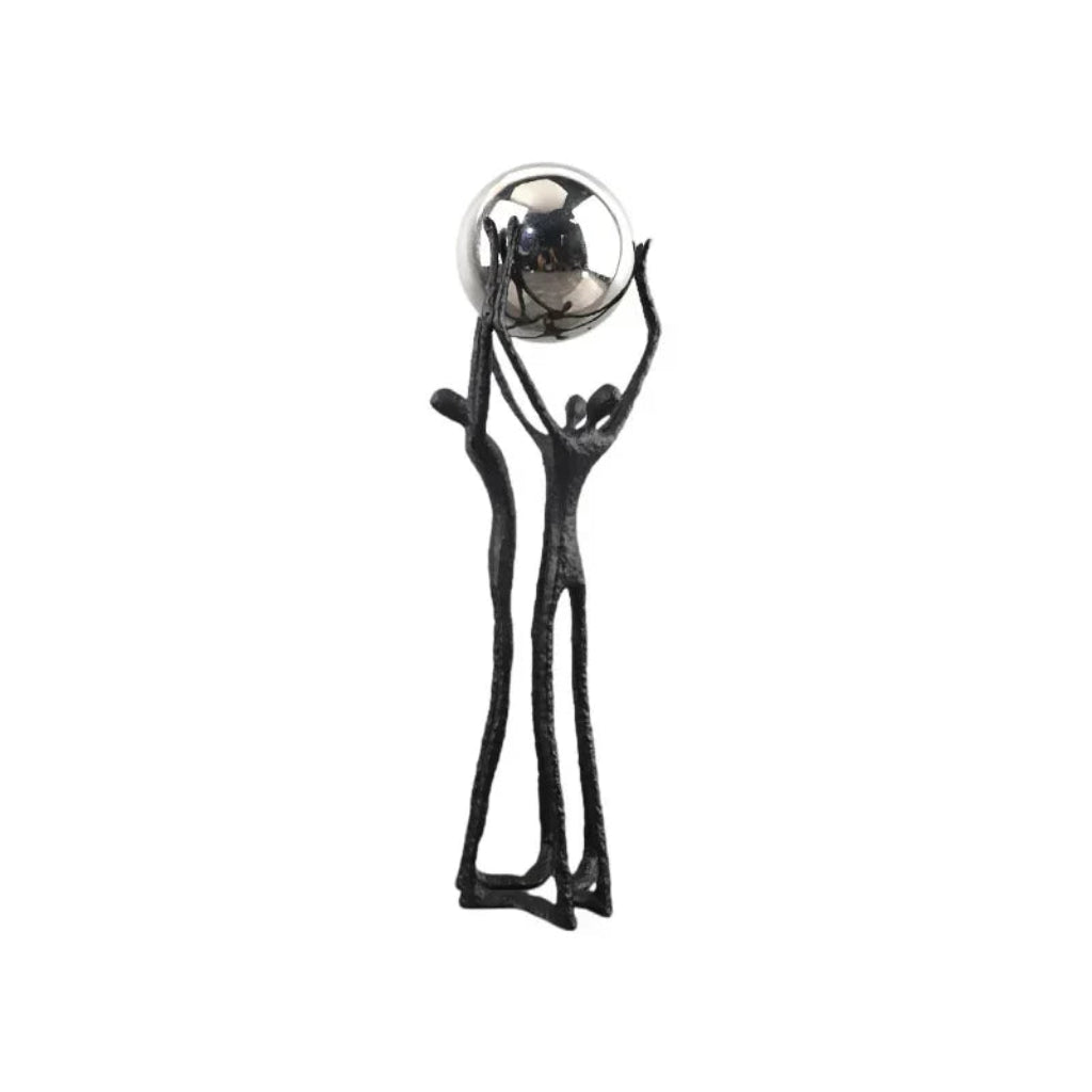 Black Iron Figure - Modern Silver Accent | Iron Figure Sculpture | angle view | Abstract home decor | House of Avana