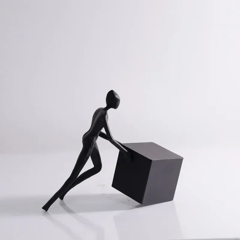 Abstract Figurine - Black Geometric Desktop Sculpture | Iron Figure Sculpture | angle view | Abstract home decor | House of Avana