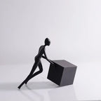 Abstract Figurine - Black Geometric Desktop Sculpture | Iron Figure Sculpture | angle view | Abstract home decor | House of Avana