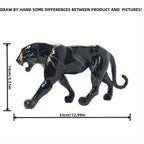 Glam Style Resin Black Panther Figurine - Inspirational Collectible Animal Sculpture for Home Decor,... - House Of Avana