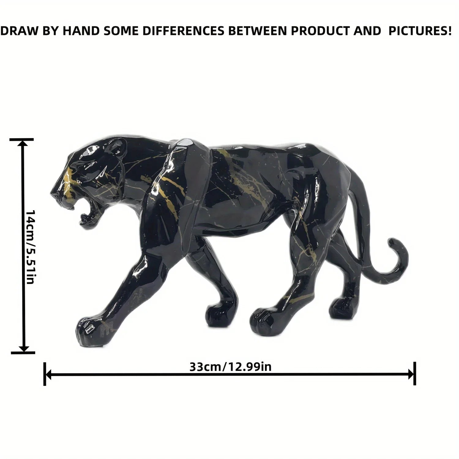 Glam Style Resin Black Panther Figurine - Inspirational Collectible Animal Sculpture for Home Decor,... - House Of Avana