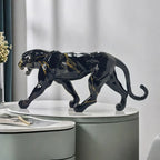 Glam Style Resin Black Panther Figurine - Inspirational Collectible Animal Sculpture for Home Decor,... - House Of Avana
