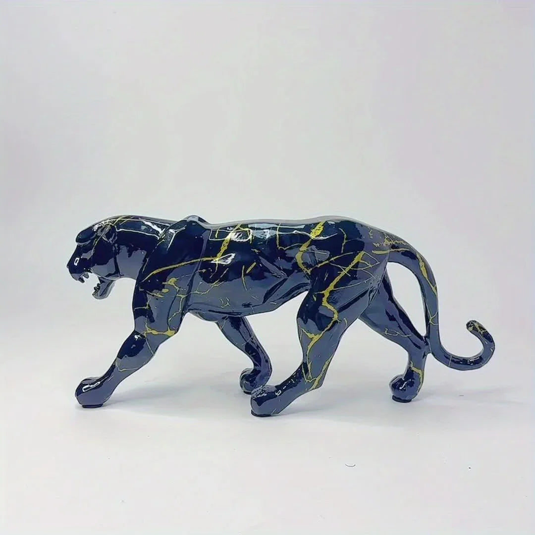 Glam Style Resin Black Panther Figurine - Inspirational Collectible Animal Sculpture for Home Decor,... - House Of Avana