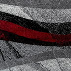 Black Red Grey Designer Rug Modern Wave Effect, side view - House Of Avana