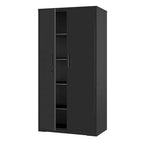 Black Steel Lockable Storage Cabinet Shelving Unit with 4 Adjustable Shelves