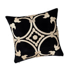 Black Velvet Throw Pillow with Gold Embroidery - Palazzo Collection, X 20, back view - House Of Avana