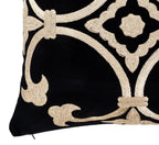 Black Velvet Throw Pillow with Gold Embroidery - Palazzo Collection, X 20, detail shot - House Of Avana