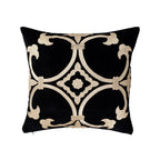 Black Velvet Throw Pillow with Gold Embroidery - Palazzo Collection, X 20, top view - House Of Avana