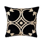 Black Velvet Throw Pillow with Gold Embroidery - Palazzo Collection, X 20, front view - House Of Avana