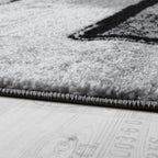 Black White Area Rug Montreal Abstract Paint Effect, back view - House Of Avana
