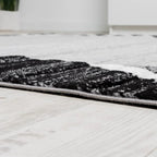 Black White Area Rug for Living Room Modern Design, side view - House Of Avana