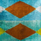Blue Diamond Silk Velvet Ikat Throw Pillow Cover X 20, detail shot - House Of Avana