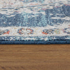 Blue Red Indoor & Outdoor Rug for Balcony Oriental Pattern, side view - House Of Avana