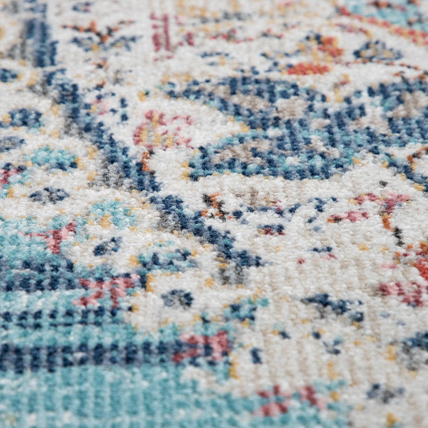 Blue Red Indoor & Outdoor Rug for Balcony Oriental Pattern, lifestyle image - House Of Avana