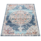 Blue Red Indoor & Outdoor Rug for Balcony Oriental Pattern, top view - House Of Avana