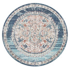Blue Red Indoor & Outdoor Rug for Balcony Oriental Pattern, angled view - House Of Avana