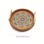 Double Handwoven Rattan Wicker Tray - House Of Avana