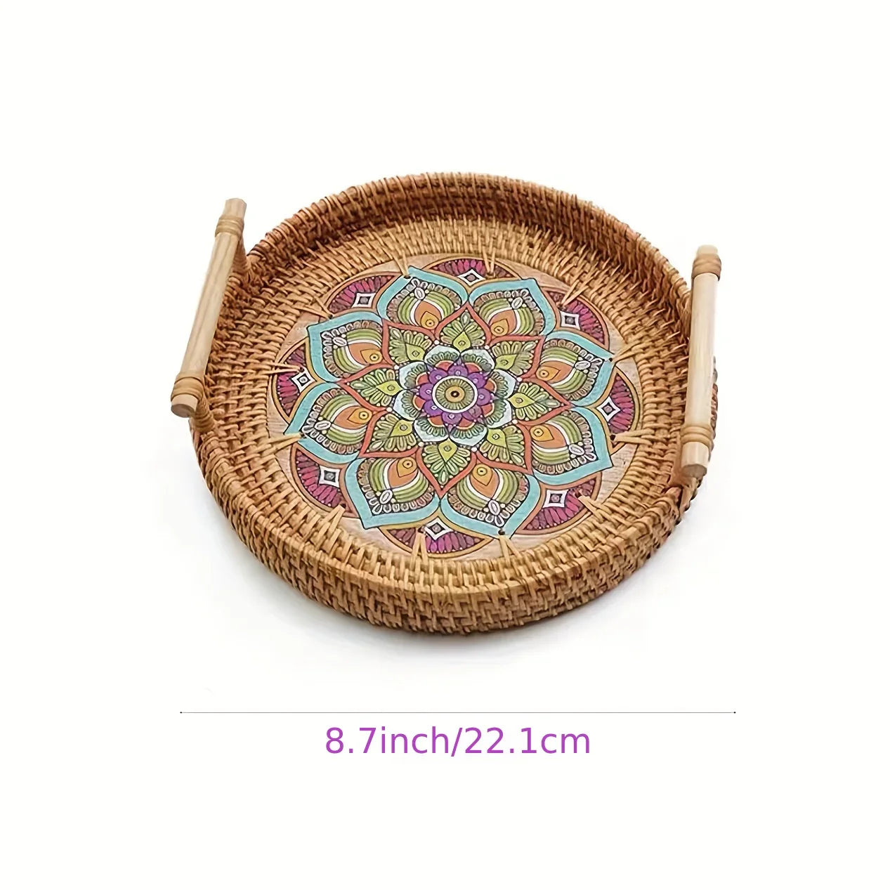Double Handwoven Rattan Wicker Tray - House Of Avana