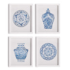 Blue and White Chinoiserie Ginger Jar and Plate Prints (Set of 4) Vintage Shopper