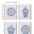 Blue and White Chinoiserie Ginger Jar and Plate Prints (Set of 4) Vintage Shopper
