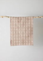 Blush Pink Plaid Hand-loomed Cotton Bobble Mat, front view - House Of Avana