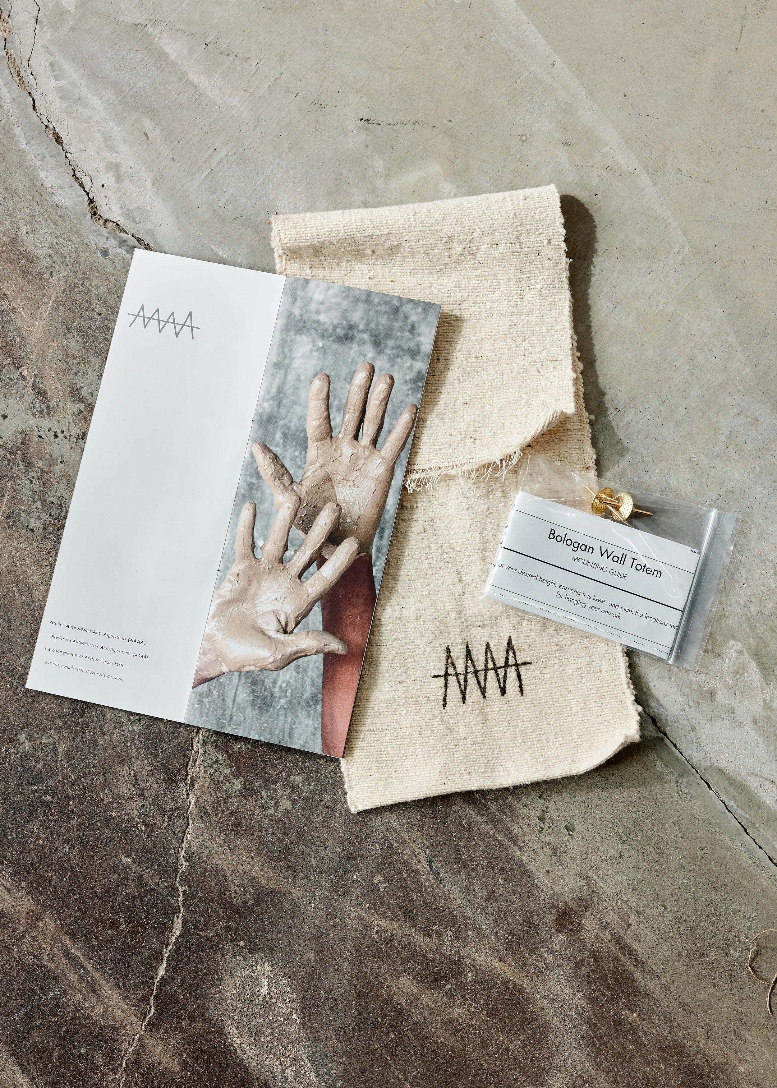 Longevity Bogolan Wall Totem in Grey with Black Triangles Kanju Interiors