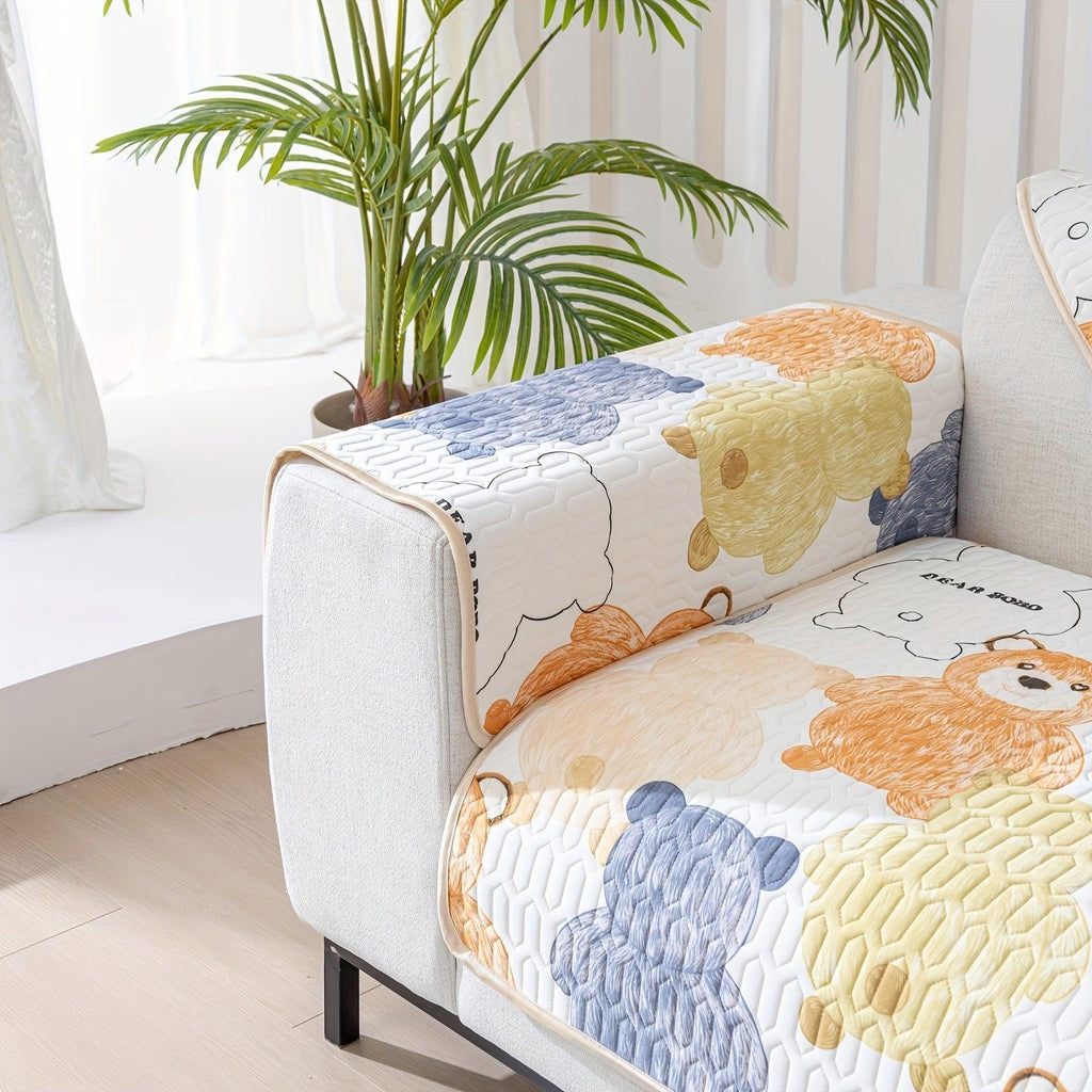 Bohemian Chic Ice Silk Sofa Cover | Extra Large Pet-friendly Slipcover, angled view - House Of Avana