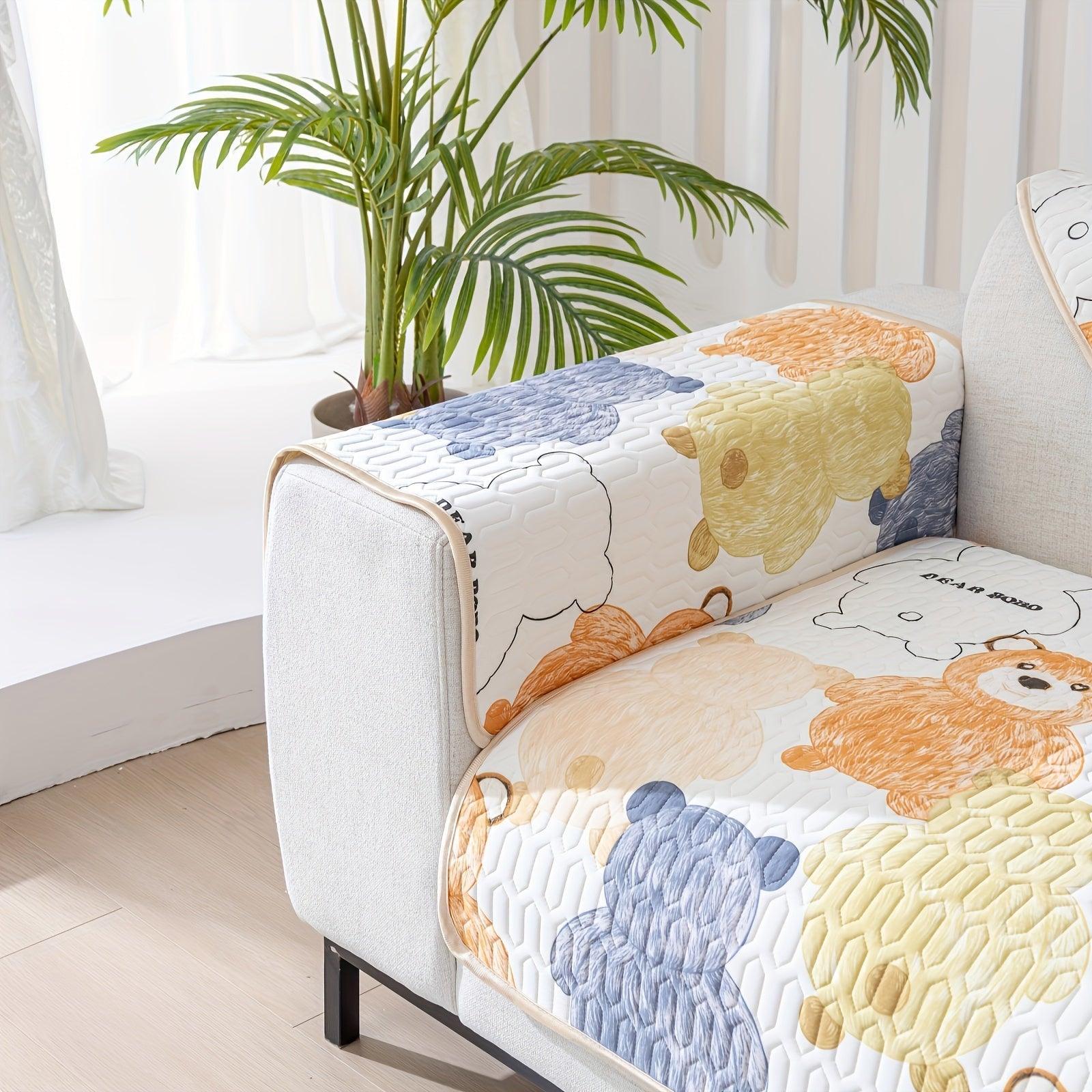 Bohemian Chic Ice Silk Sofa Cover | Extra Large Pet-friendly Slipcover, angled view - House Of Avana