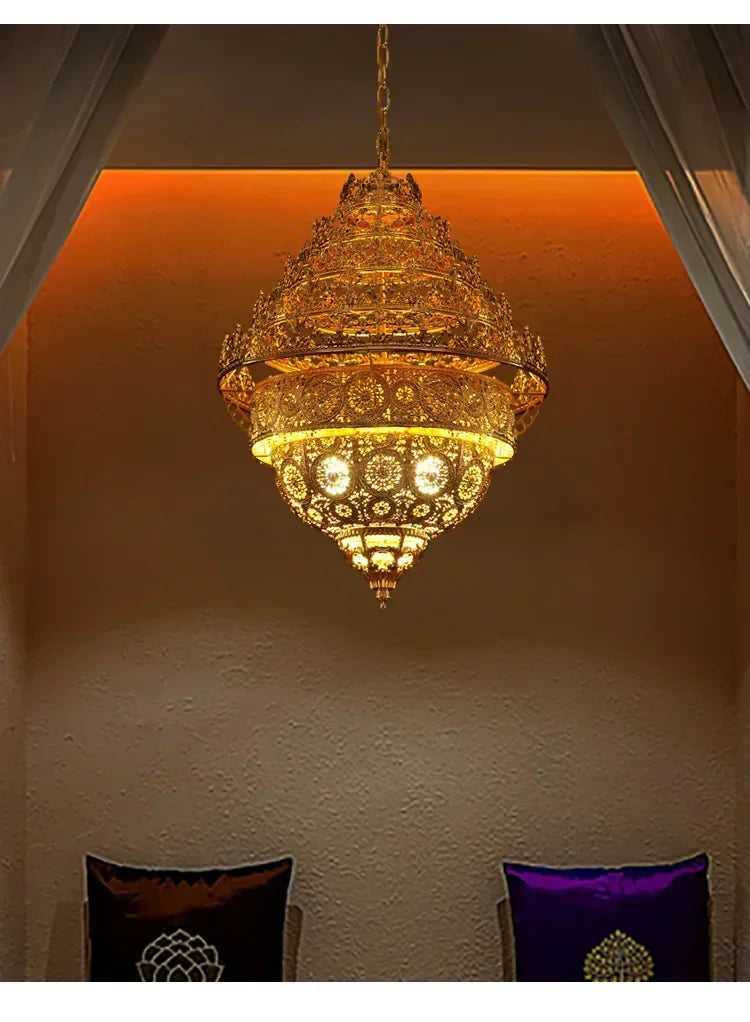Bohemian Retro Golden Iron Chandelier Luxury Pendant Light